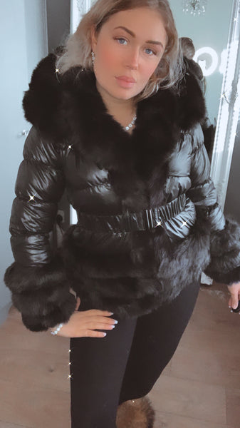 'MARNI' Black collection fox fur duck down coat
