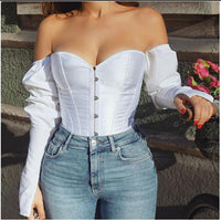 'MILKMAID' White sleeved corset top
