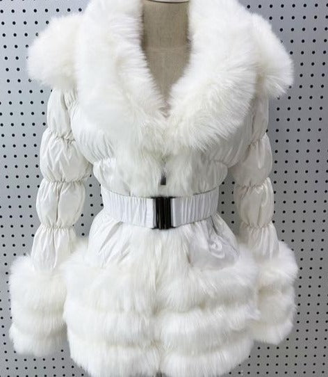 'MARNI' White collection fox fur duck down coat
