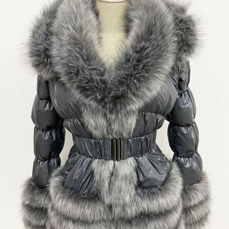 'MARNI' Grey collection fox fur duck down coat