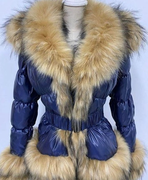 'MARNI' Royal gold collection fox fur duck down coat