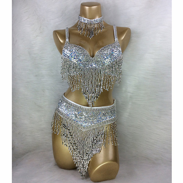 'CARNIVAL' Silver sequin embellished 3 piece set